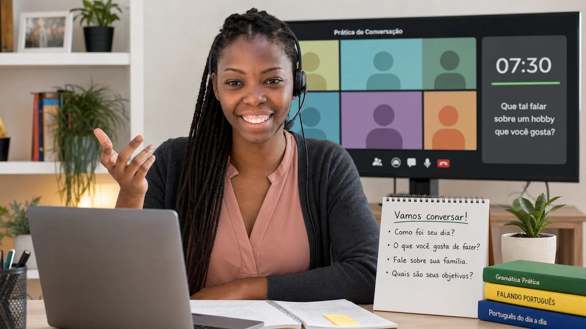 Barbara Sharon ensinando português brasileiro online